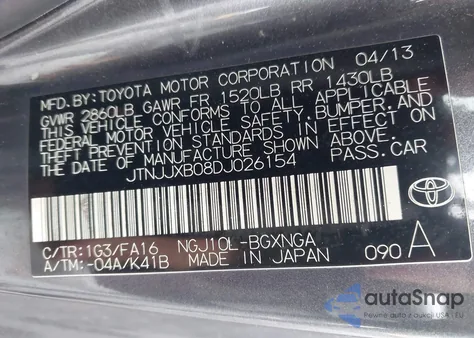 2013 Scion Iq z USA, uszkodzony, nr VIN JTNJJXB08DJ026154